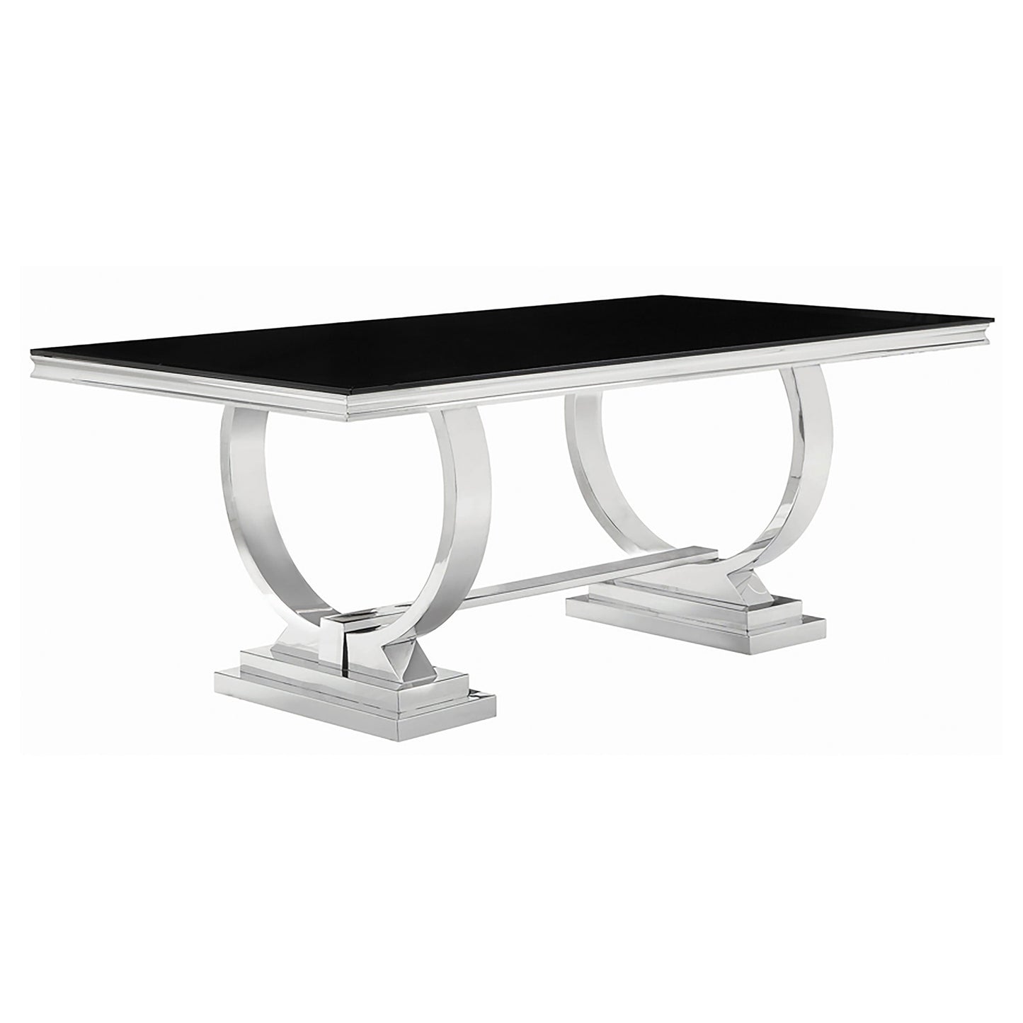 Antoine Rectangular Dining Table Chrome and Black