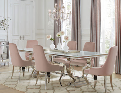 Antoine 7-Piece Rectangular Dining Set Pink And Grey