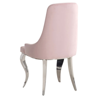 Antoine Upholstered Demi Arm Dining Side Chairs Pink  (Set of 2)