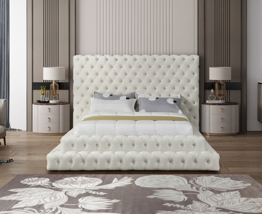 Revel Cream Velvet Bed