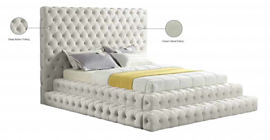 Revel Cream Velvet Bed