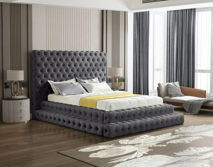 Revel Grey Velvet Bed