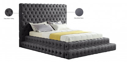 Revel Grey Velvet Bed