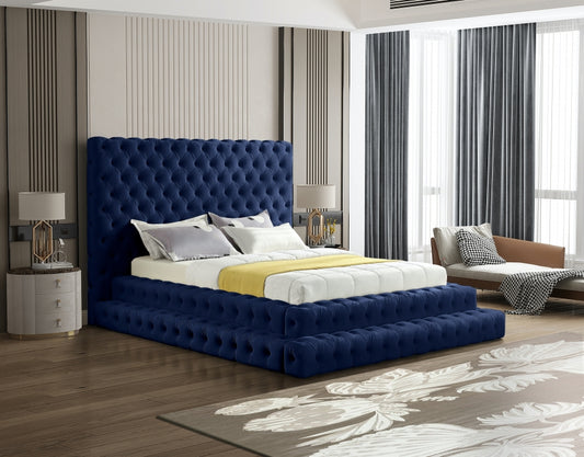 Revel Navy Velvet Bed