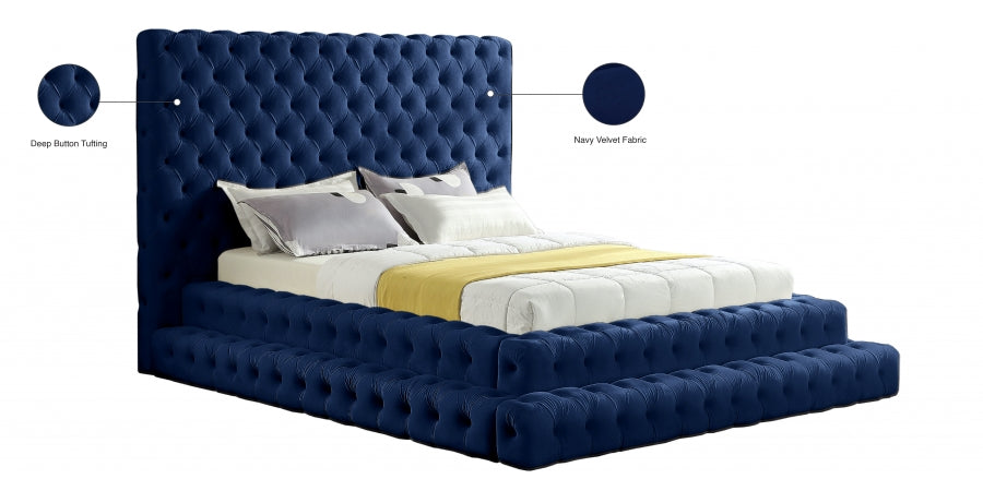 Revel Navy Velvet Bed