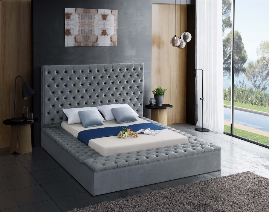 Bliss Grey Velvet Bed