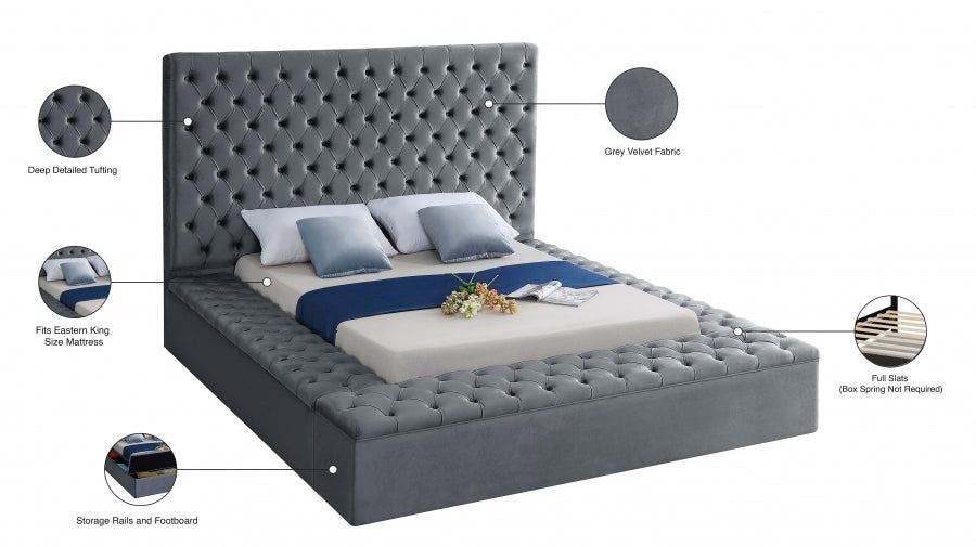 Bliss Grey Velvet Bed