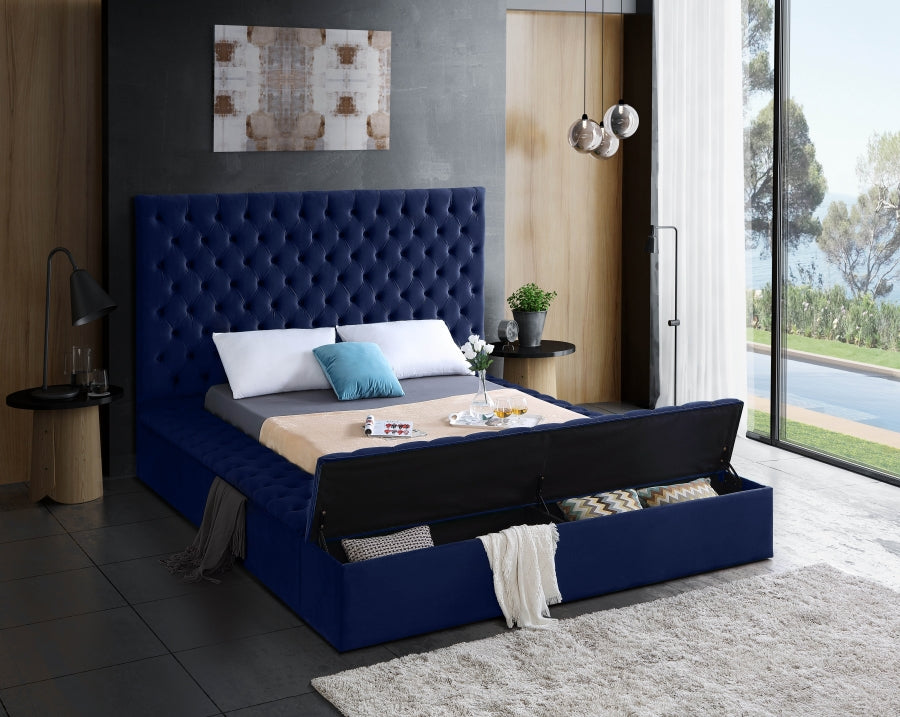 Bliss Blue Velvet Bed