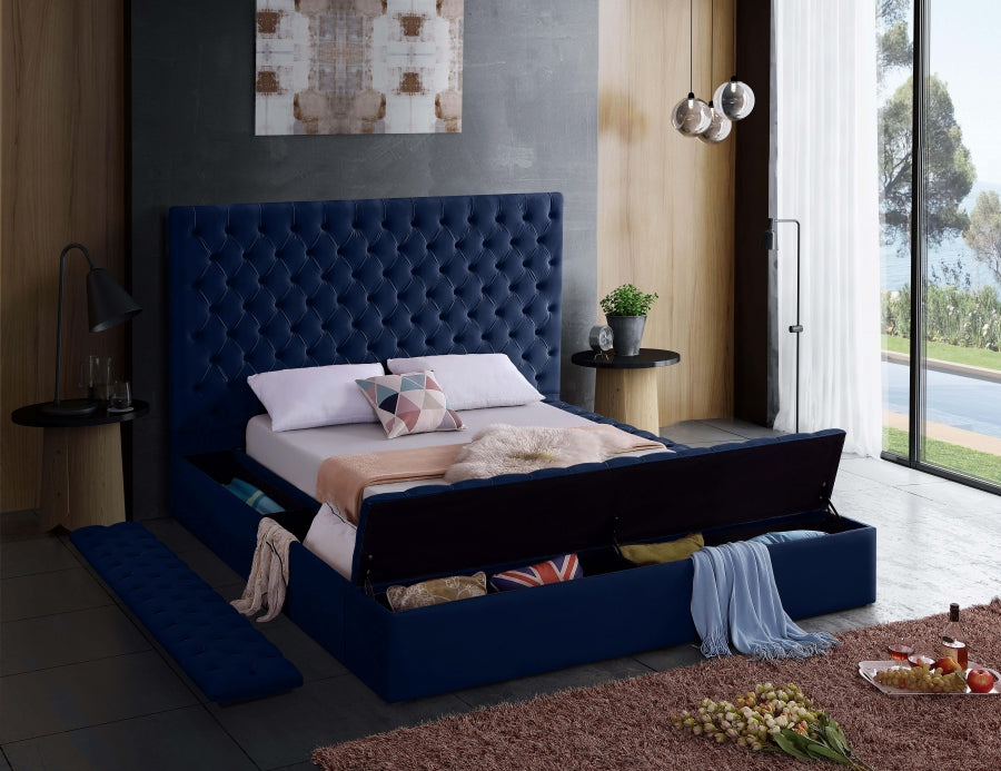 Bliss Blue Velvet Bed