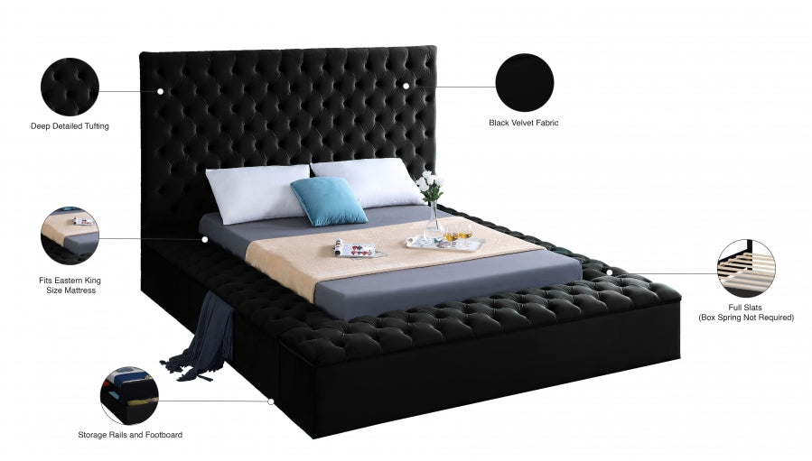 Bliss Black Velvet Bed