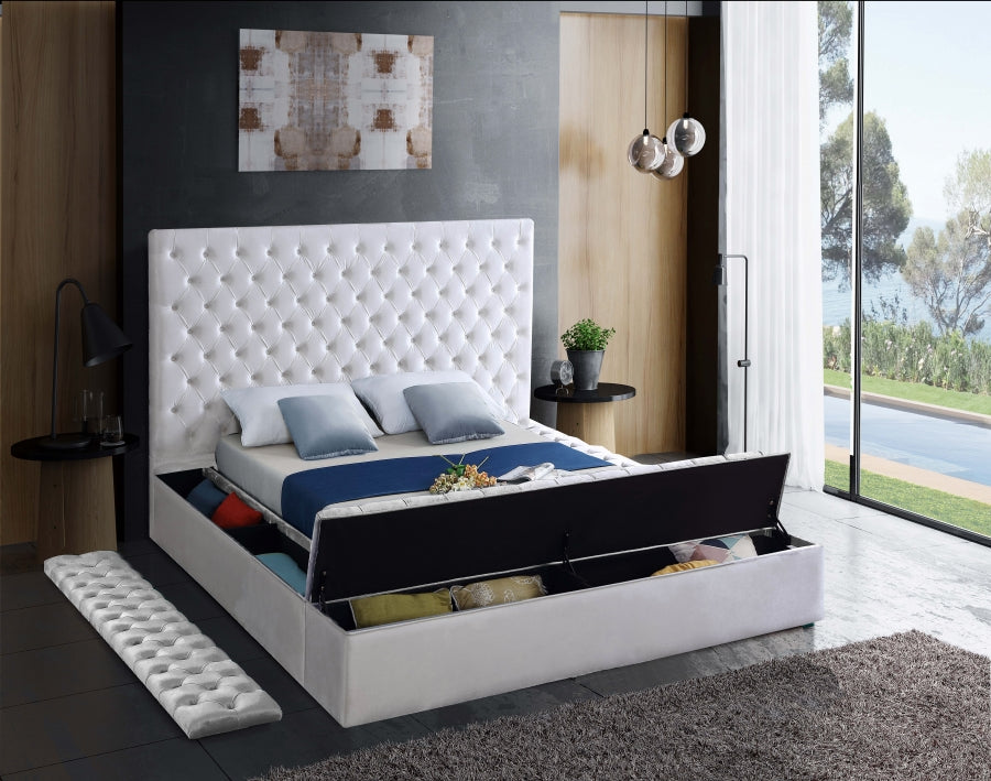 Bliss White Velvet Bed