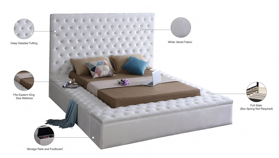 Bliss White Velvet Bed