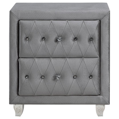 Deanna 2-Drawer Rectangular Nightstand Grey