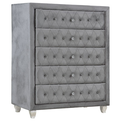 Deanna 5-Drawer Rectangular Chest Grey