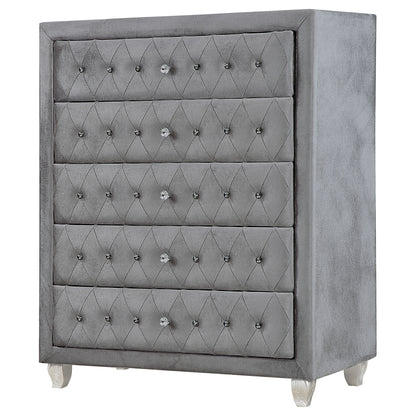 Deanna 5-Drawer Rectangular Chest Grey