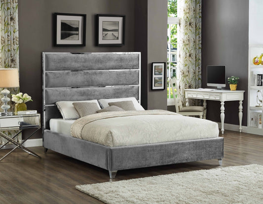 Zuma Grey Velvet Bed