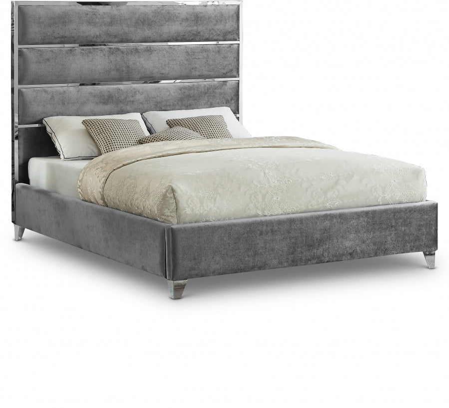 Zuma Grey Velvet Bed