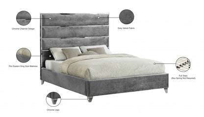 Zuma Grey Velvet Bed