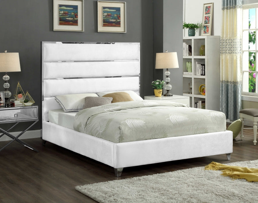 Zuma White Velvet Bed