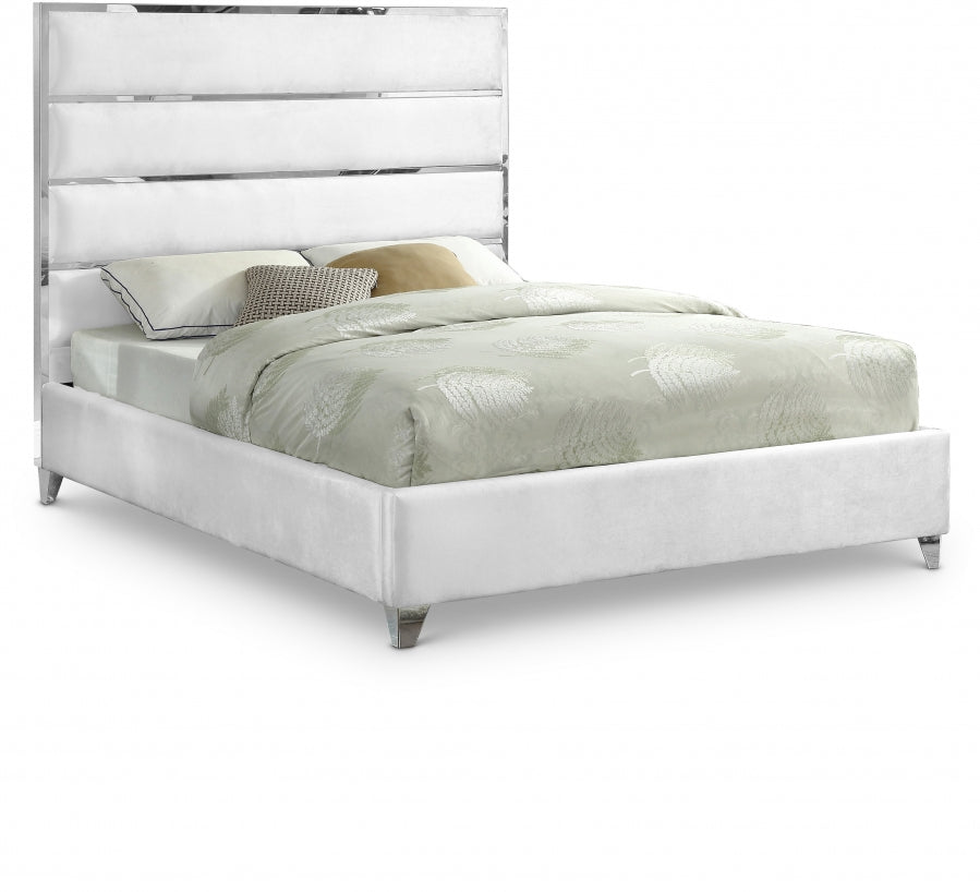 Zuma White Velvet Bed