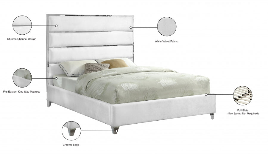 Zuma White Velvet Bed