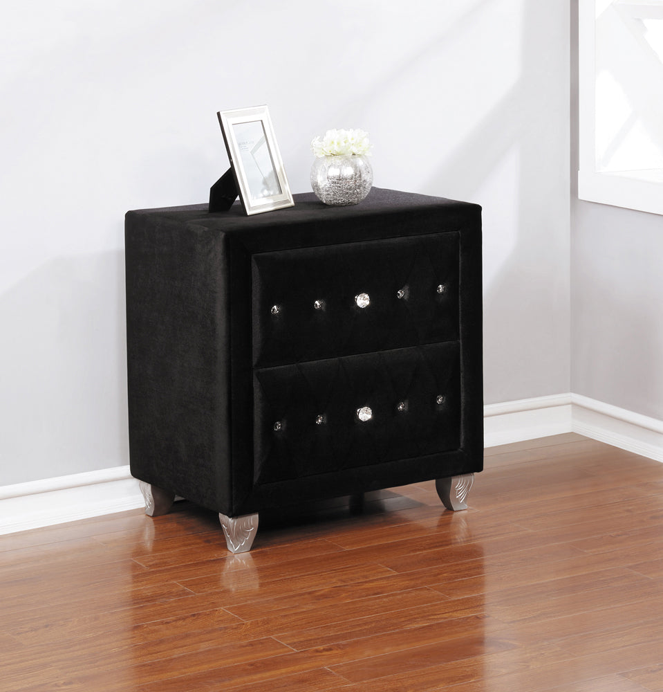 Deanna 2-Drawer Rectangular Nightstand Black