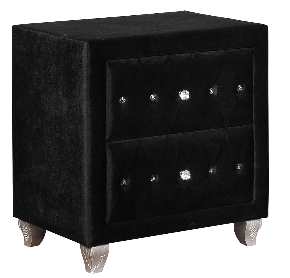 Deanna 2-Drawer Rectangular Nightstand Black