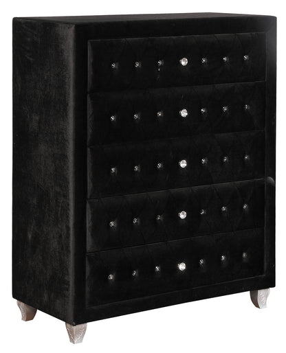 Deanna 5-Drawer Rectangular Chest Black