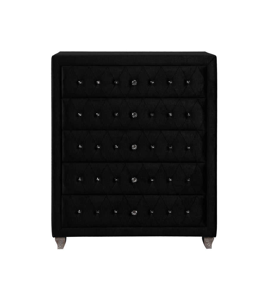 Deanna 5-Drawer Rectangular Chest Black