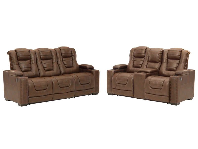 Owner's Box Dual Power Reclining Sofa and Loveseat Set