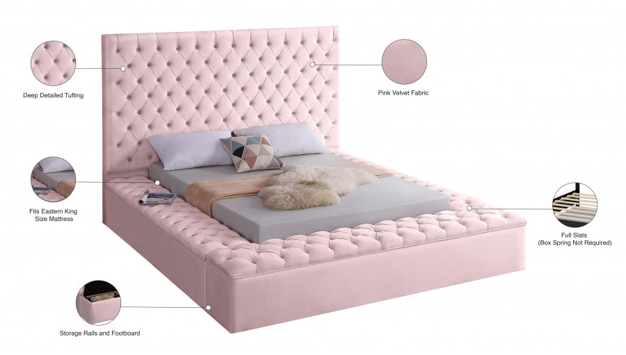 Bliss Pink Velvet Bed