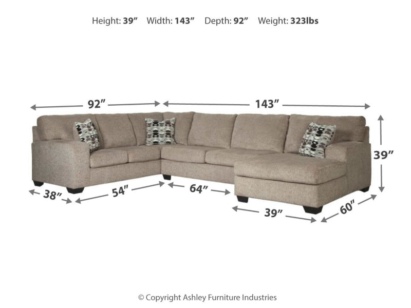 Ballinasloe 3-Piece Sectional with Ottoman