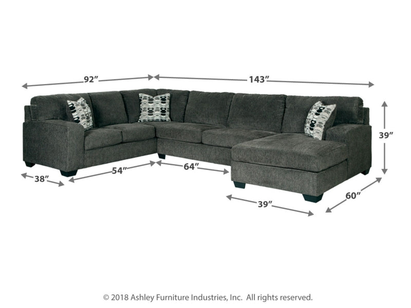 Ballinasloe 3-Piece Sectional with Ottoman