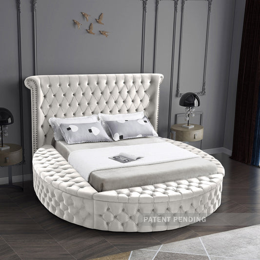 Luxus Cream Velvet Bed