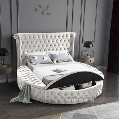 Luxus Cream Velvet Bed