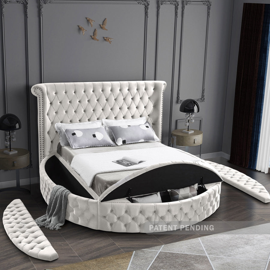 Luxus Cream Velvet Bed