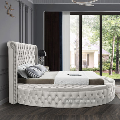 Luxus Cream Velvet Bed