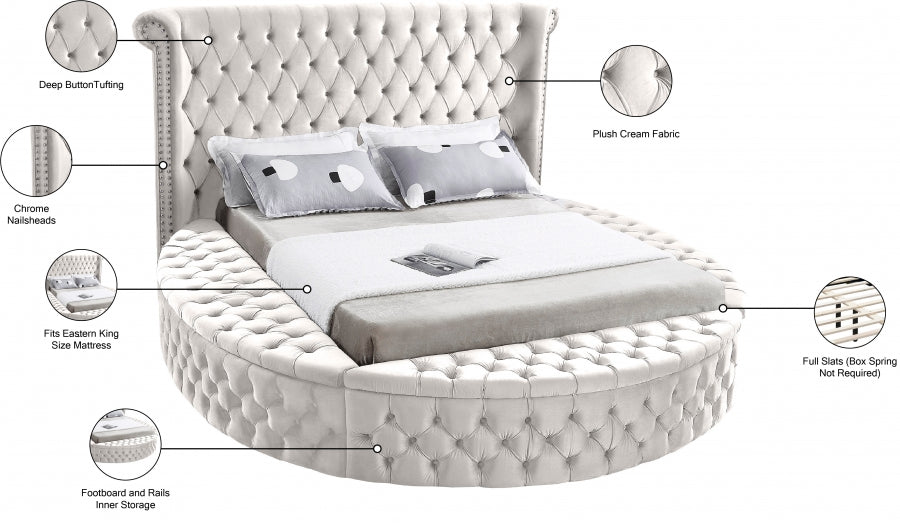 Luxus Cream Velvet Bed