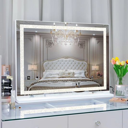 Crystal Vanity Mirror with Bluetooth-Hollywood led strip Music Mirror